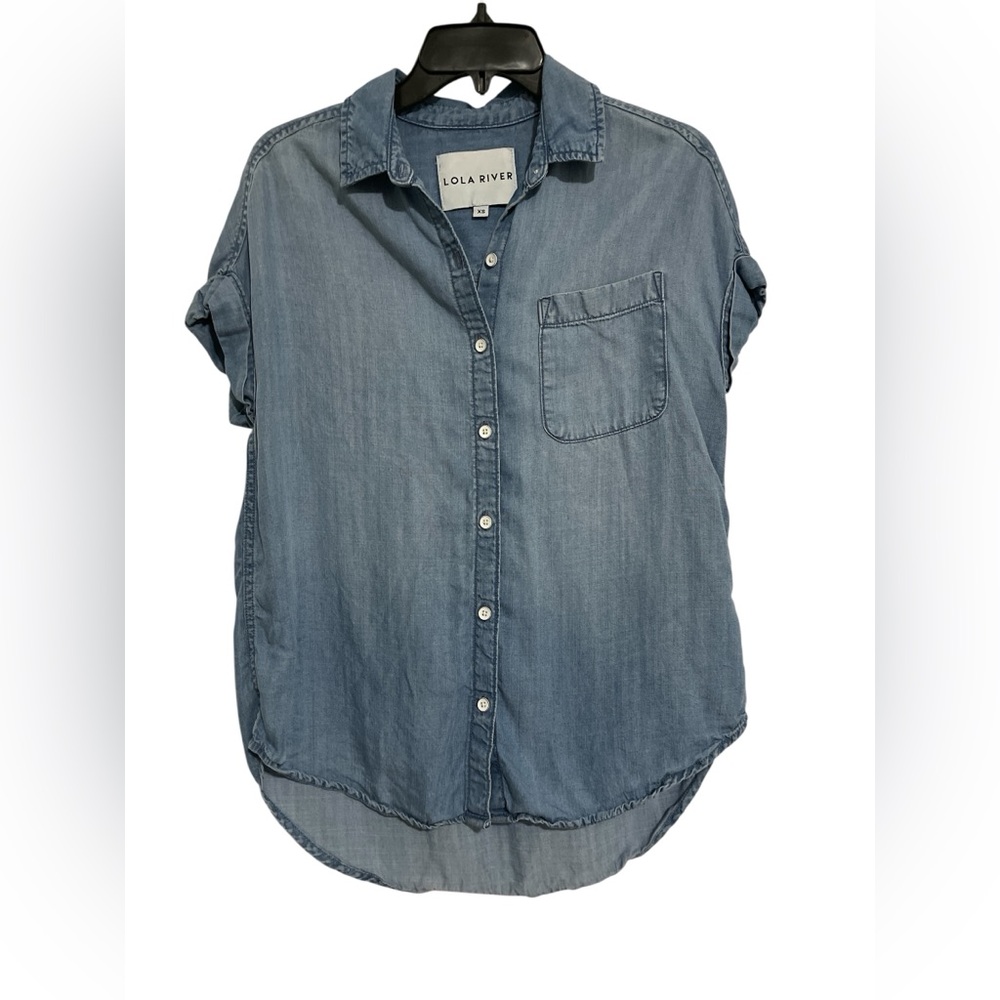LOLA RIVER 100% Tencel Button Down SL Top